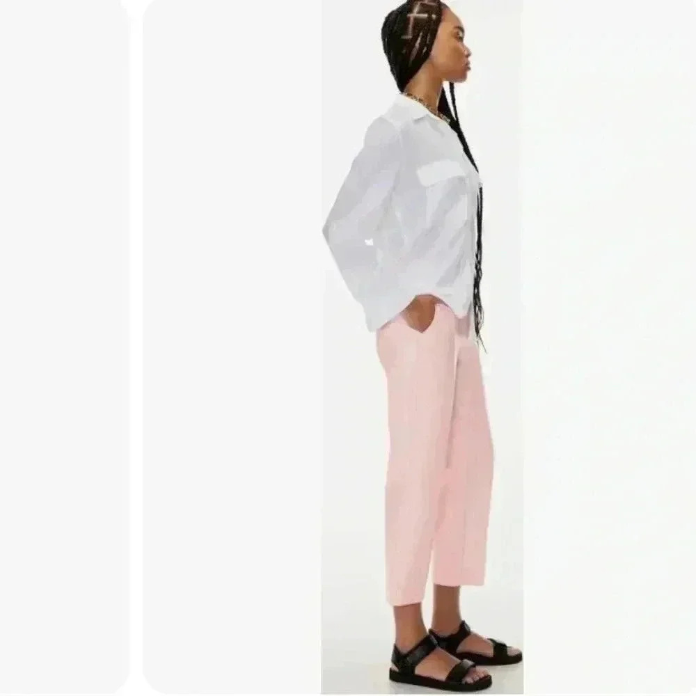 Aritzia Babaton Vegan leather  Command Pants in Poetic pink Size 8 NWOT - Picture 9 of 10